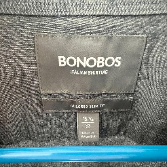 Bonobos Italian Shirting Dress Shirt Size 15 1/2 33 Tailored Slim Fit Chambray - Picture 3 of 5